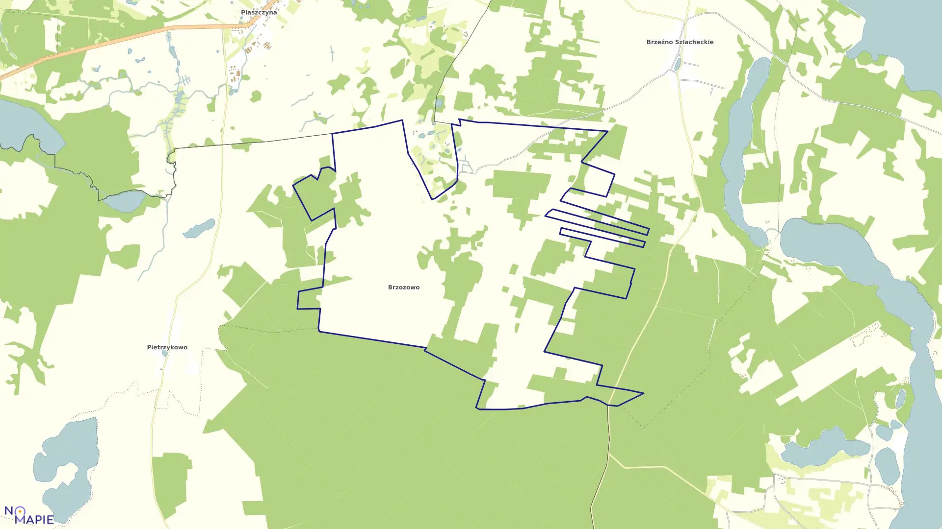 Mapa obrębu Brzozowo w gminie Lipnica