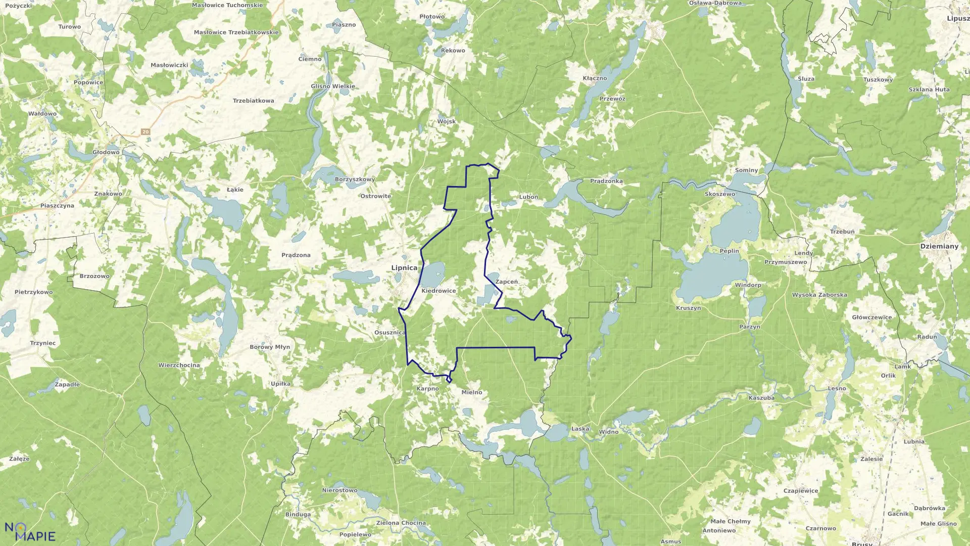 Mapa obrębu Kiedrowice w gminie Lipnica