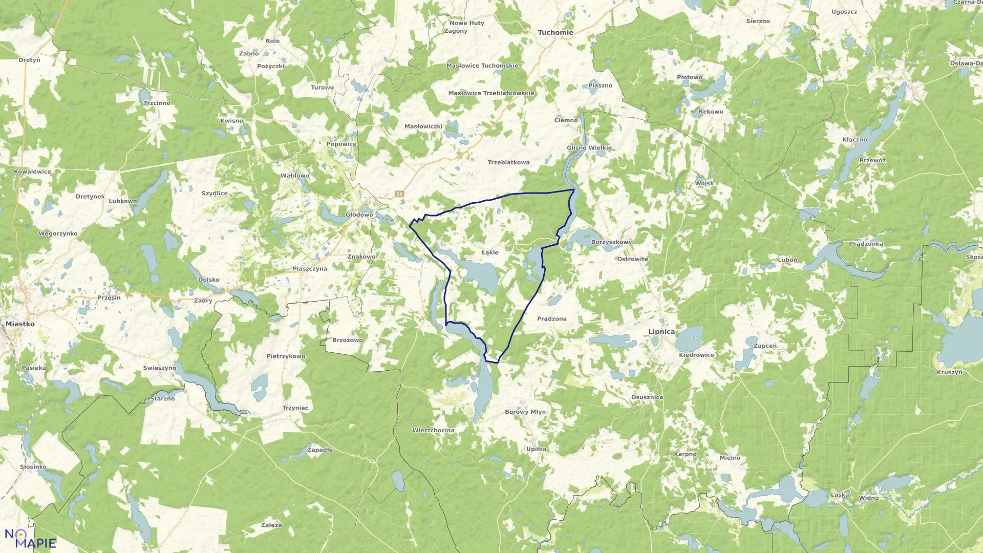 Mapa obrębu Łąkie-gm.Lipnica w gminie Lipnica