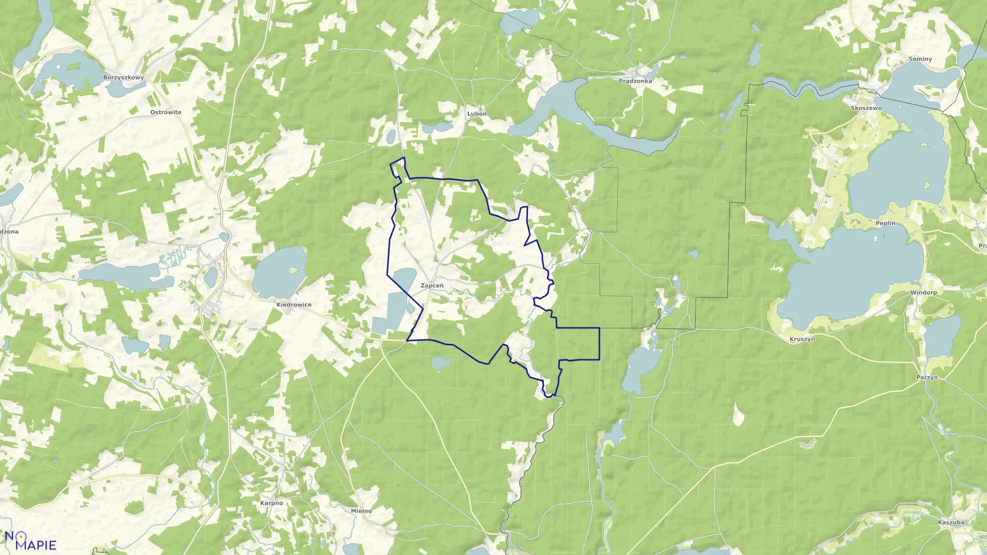 Mapa obrębu Zapceń w gminie Lipnica